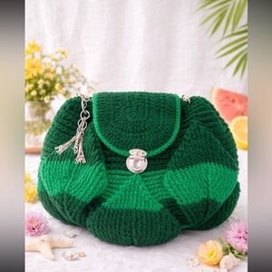 Elegant Handmade Green Crochet Boho Bag | Chic Everyday Purse